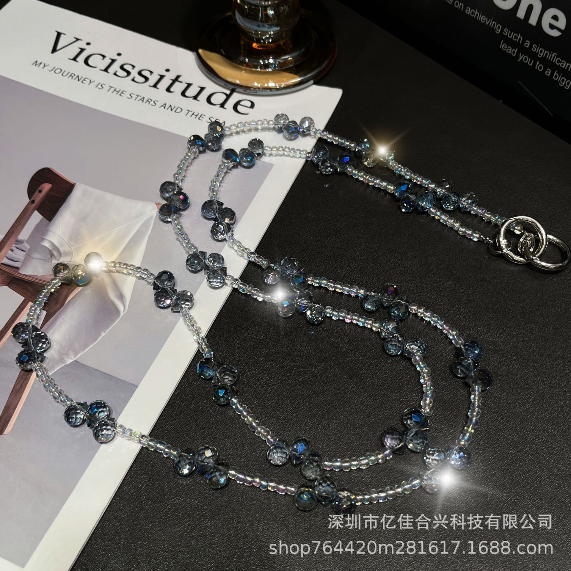 Cordón de teléfono móvil de todo fósforo, mensajero, gota de agua, cristal, cuentas creativas, cadena de teléfono móvil para mujer de alta gama, colgante de cadena