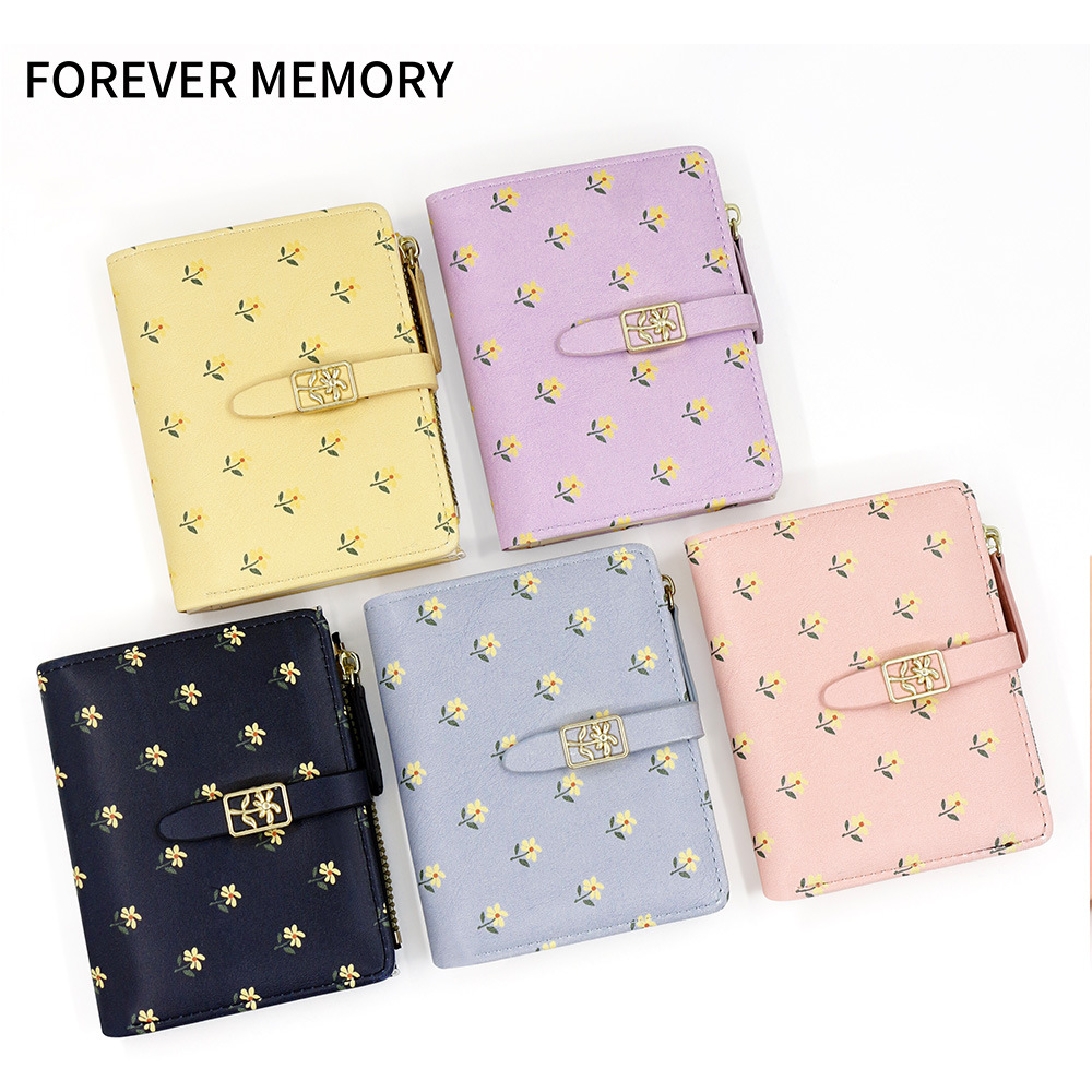 Nuevas bolsas cortas de dama impresión dulce de alta calidad dos plegables billetera cremallera bolsas de cambio bolsas de tarjetas comercio exterior al por mayor