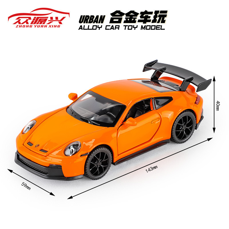 Zhongyuan xinghejin modelo de coche 1:32 tiempo garantizado 911 GT3 coche deportivo con sonido y luz Tire hacia atrás coche de juguete modelo de música adornos