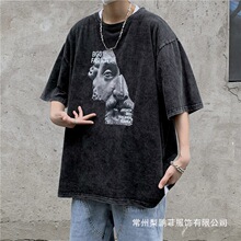 �羳ŷ������T-shirt�ֳ߽������䴿��ˮϴ�����к���ͷ��T������