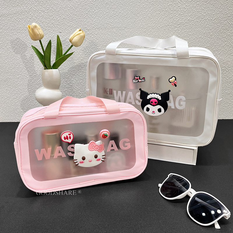 Wash Cosmetics Bag Large Capacity 2025 New Cute Cartoon Kt Cat Cosmetic Bag Travel Portable Outdoor Waterproof