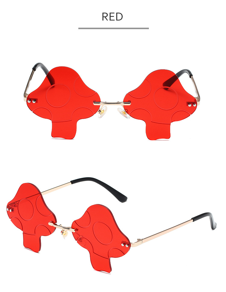 45g Weight Frameless Glasses Structure Sunglasses Classification PC, UV400 Protection, Tinted Lenses Lens Material Special-Shaped Mirror Glasses Style Casual, Outdoor, Beach Occasion Mushroom Pattern All Seasons Season Unisex Gender Novelty, Modern Style Style Novelty Modern Style Mushroom PC UV400 Protection Tinted Lenses Special-Shaped Mirror Frameless Women's Sunglasses 7