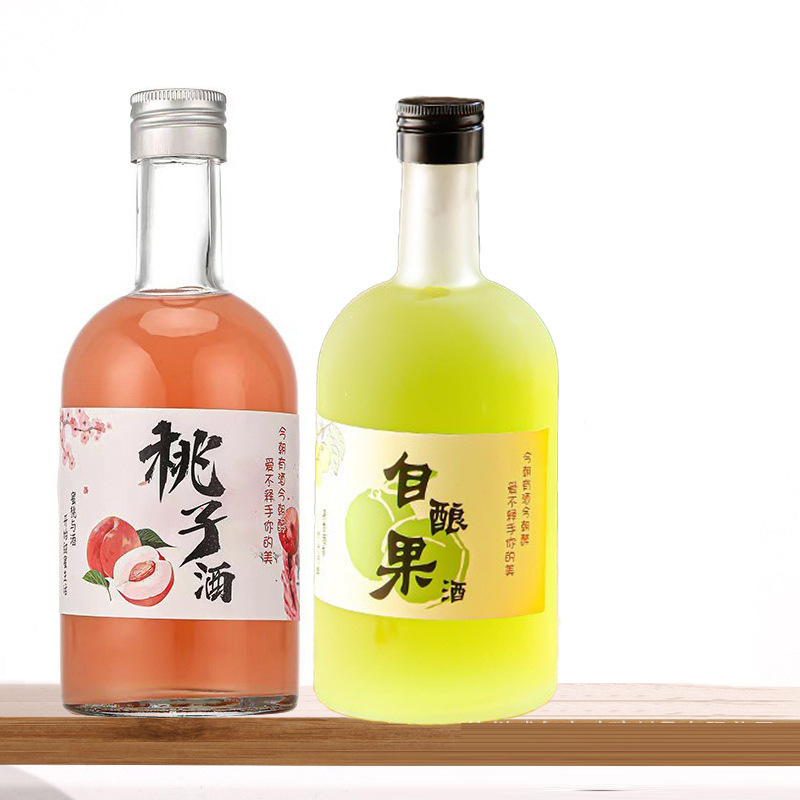 供应蒙砂透明玻璃酒瓶梅见果酒瓶青梅杨梅酒瓶自酿果酒瓶分装瓶|undefined