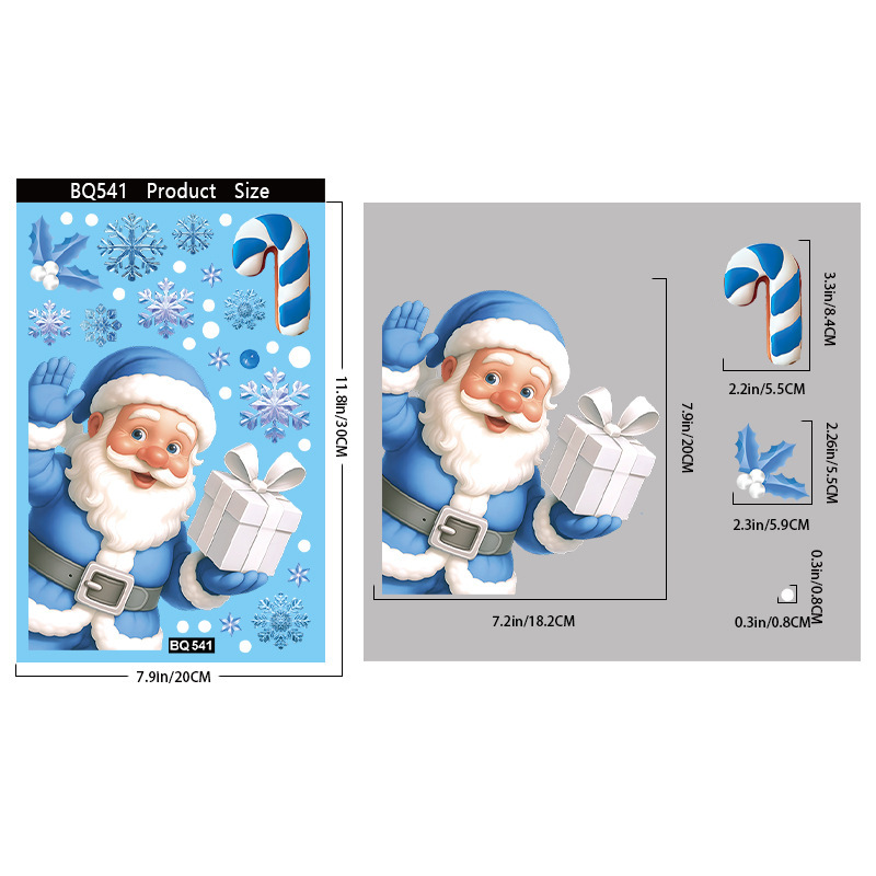 クリスマスステッカークリエイティブ漫画サンタクロースガラスステッカークロスボーダー新しい鐘スノーフレーク雪だるま静電ステッカー|undefined