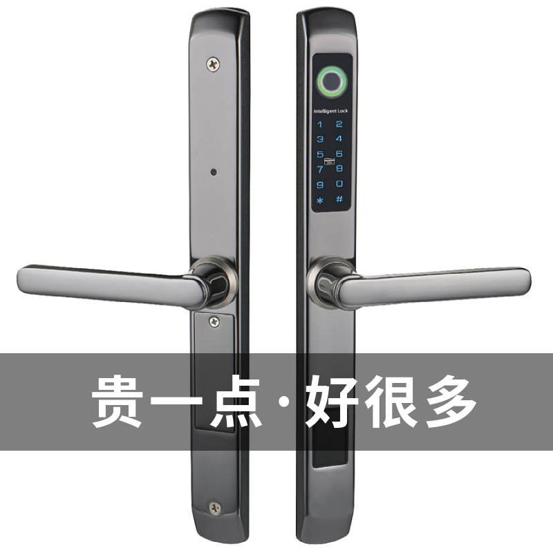 Kebei escudo roto puente de aluminio cerradura de huellas dactilares cerradura de contraseña al aire libre impermeable borde estrecho KFC traducción patio Puerta de Hierro cerradura inteligente