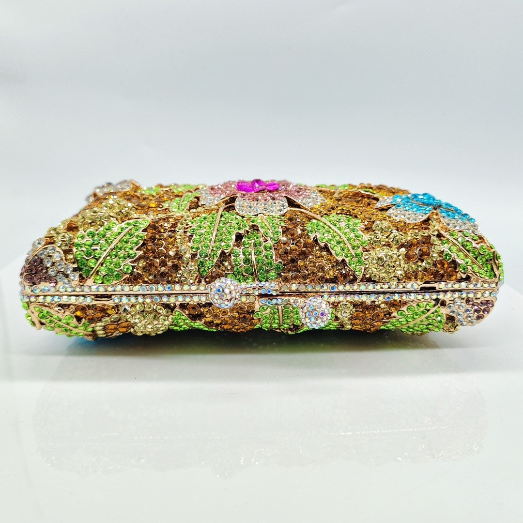 * Cross-border nuevo hueco flor con diamantes bolsa de cena ropa de fiesta bolsa de mano de mujer Crystal Clutch