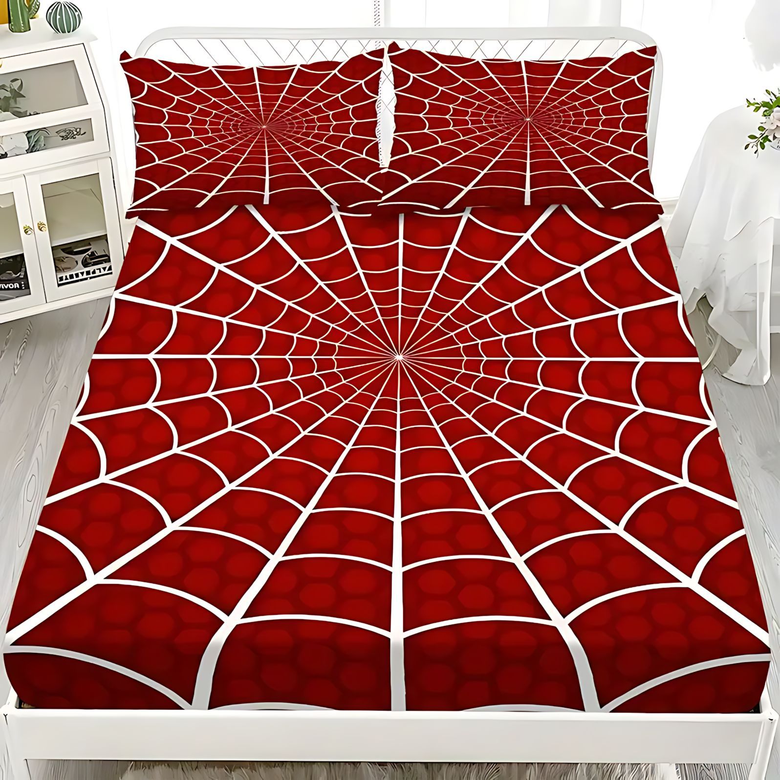 Temas de tela de araña TEMU / JIT impresión digital 3D Kit de cama de cama de cama transfronterizo J fabricantes de fuentes textiles pueden venir a la foto