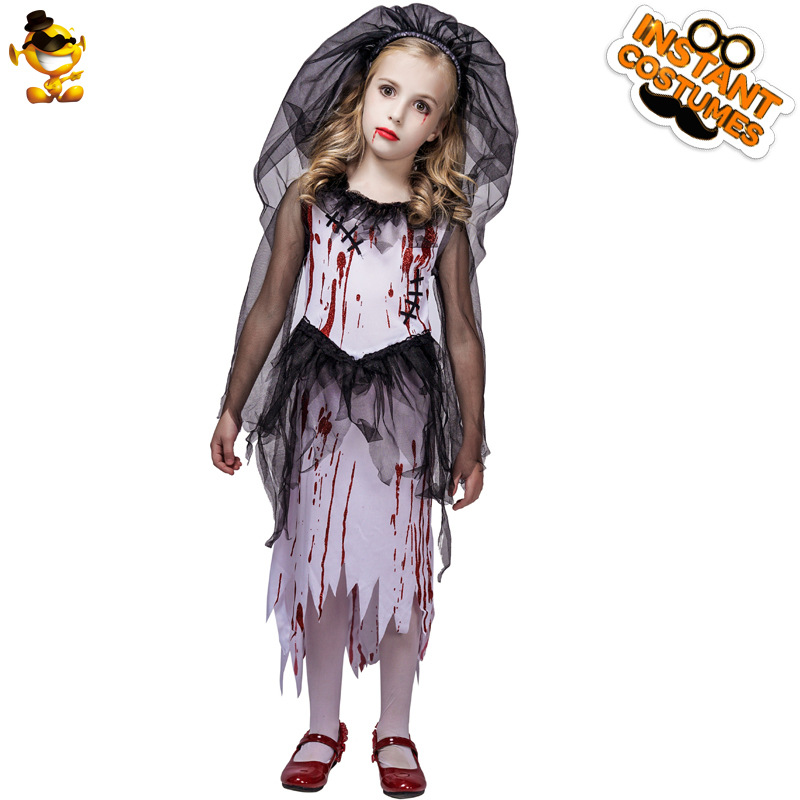 Halloween horror manchado de sangre niña fantasma vestido novia Cosplay etapa juego partido distribución al por mayor