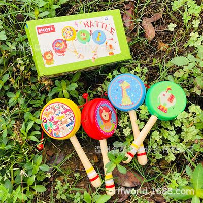 new pattern baby Rattle drum tradition woodiness Hand Drums baby Toys Bo Langgu Grab Listen train