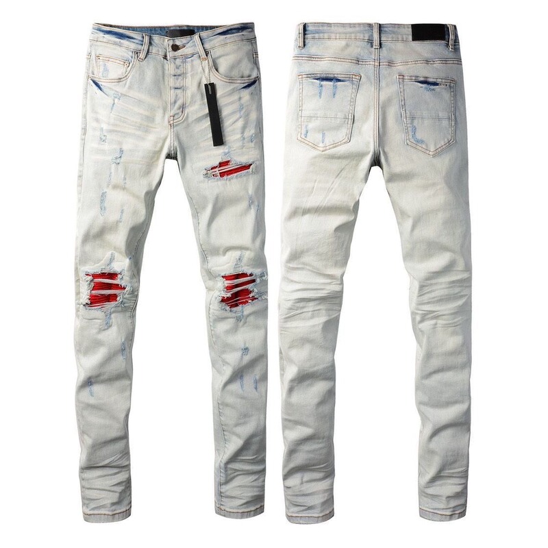 Street Hip-Hop Designer American High Street Splash Ink Retro Trendy Personalized Men's Tight Jeans Stretch Slim Pants
