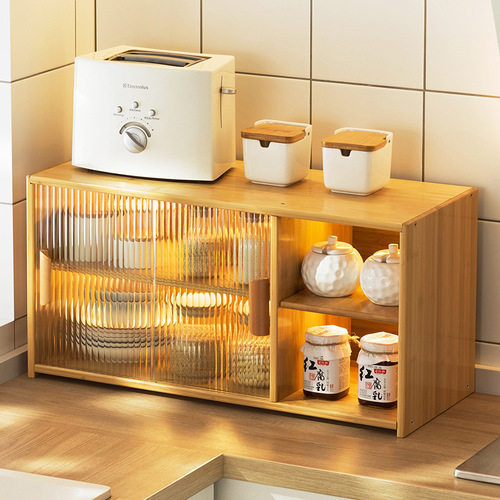 Kitchen storage rack condiments and dishes storage multi-layer countertop storage cabinet cupboard household tableware bowls and chopsticks storage box