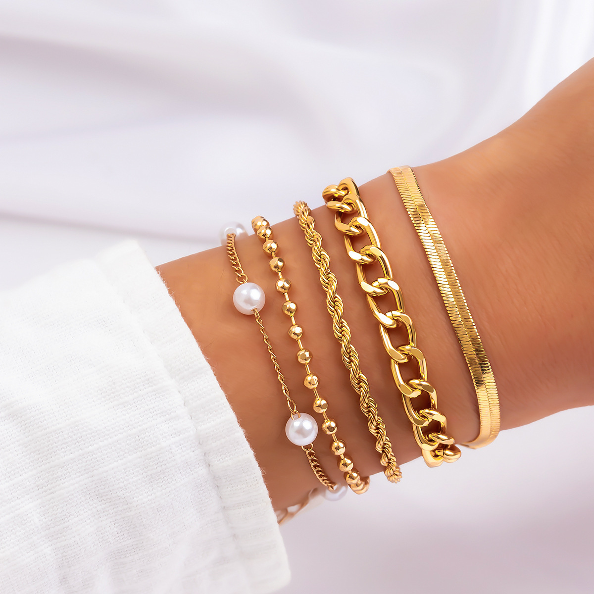 37g Weight Bracelets Classification 1 Set Quantity Holiday, Daily Occasion Imitation Pearl, Alloy Material Heart Shape Pattern Unisex Gender Irregular, Plating Design Lady Heart Shape Imitation Pearl Alloy Wholesale Bracelets 22