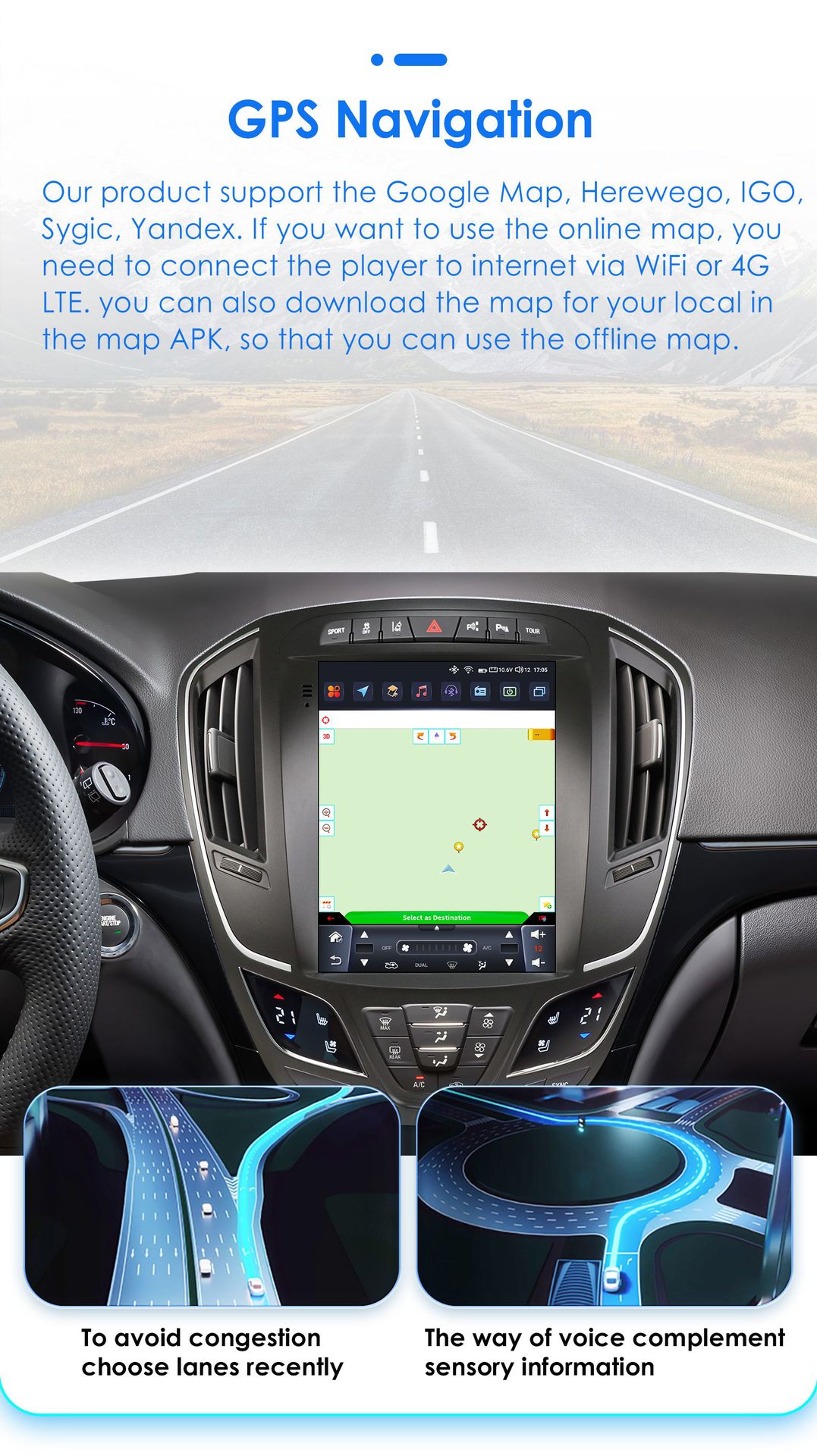 9.7inch Suitable for 2014-2018 Buick Regal/Opel Insignia Car-Mounted Vertical Screen Android Navigation Gps