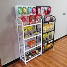 厂家现货供应背网铁架小商品文具饮料零食带轮送挂钩可移动展示架