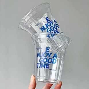 Disposable U-Shaped Milk Tea Cup, Transparent Pet Plastic Cup, Chubby Cup for Juice, Coffee, and Cold Drinks, Wholesale and Customizable