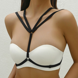 Amazon body-shaping hanging neck elastic ladies bra cage bra elastic hollow sexy underwear strength manufacturers