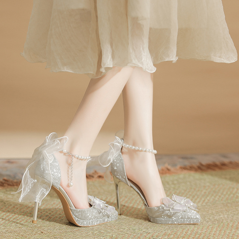 2026 Spring Bowknot Platform High Heel Women, Thin Heel, Fahionable, Comfortable For 18-Year-Old, Adult Ceremony_voghion.com