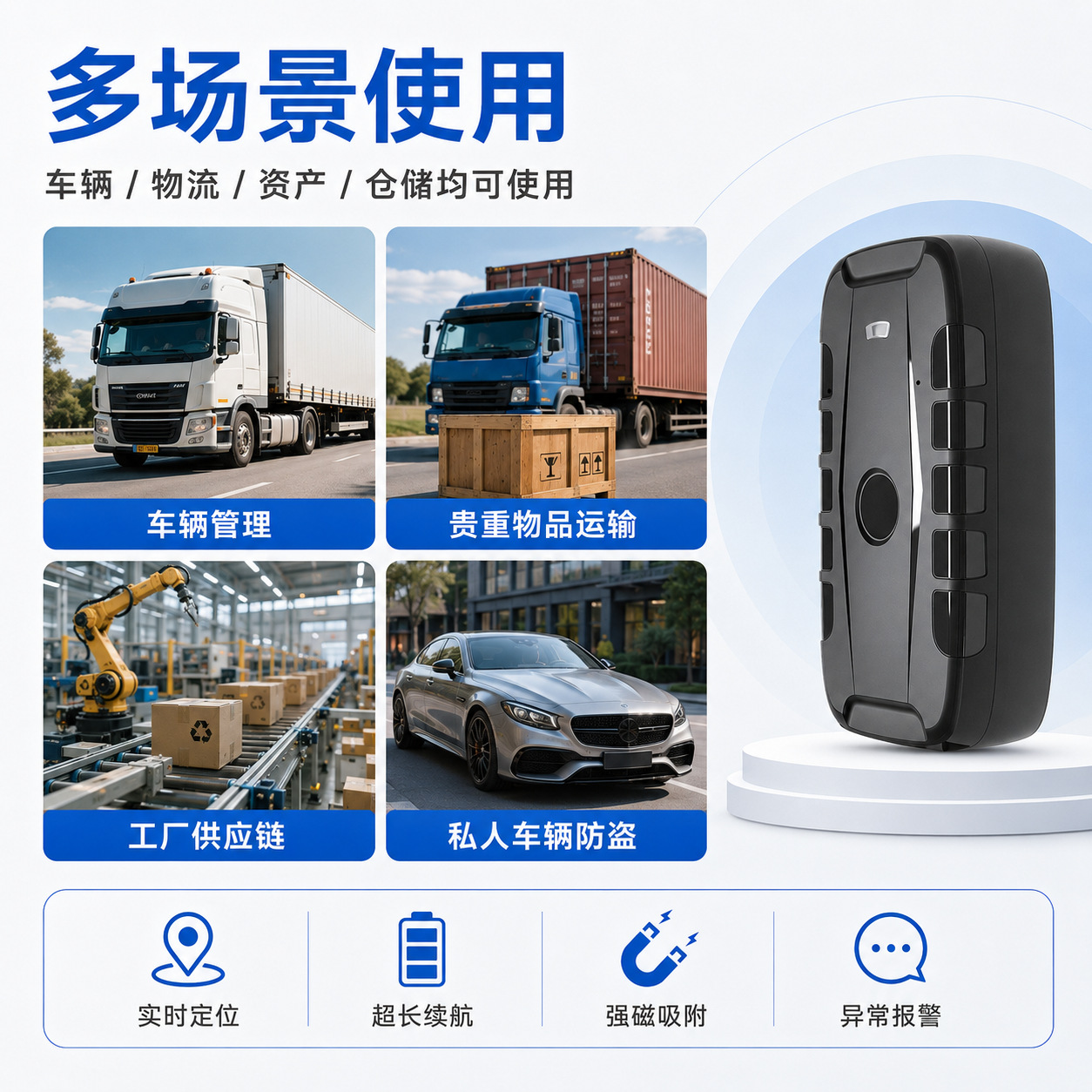 Overseas GPS Beidou Locator with Strong Magnetic Base for Logistics and Transportation, International Large Capacity, No Installation Required, Car Tracker