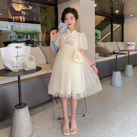 汉服女童连衣裙夏装2025新款洋气中国风小女孩仙公主裙纱裙旗袍