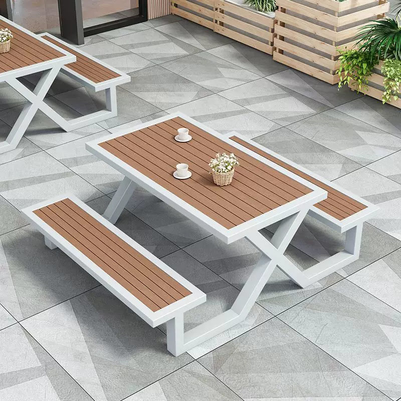 户外塑木桌椅庭院广场商业街防水防晒公园凉亭咖啡厅外摆桌椅组合