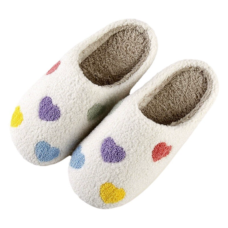 Новые домашние красочные маленькие любовные теплые зимние хлопковые тапочки для пары мужчин и женщин с толстой подошвой, обувь на мягкой подошве, толстые Нескользящие милые