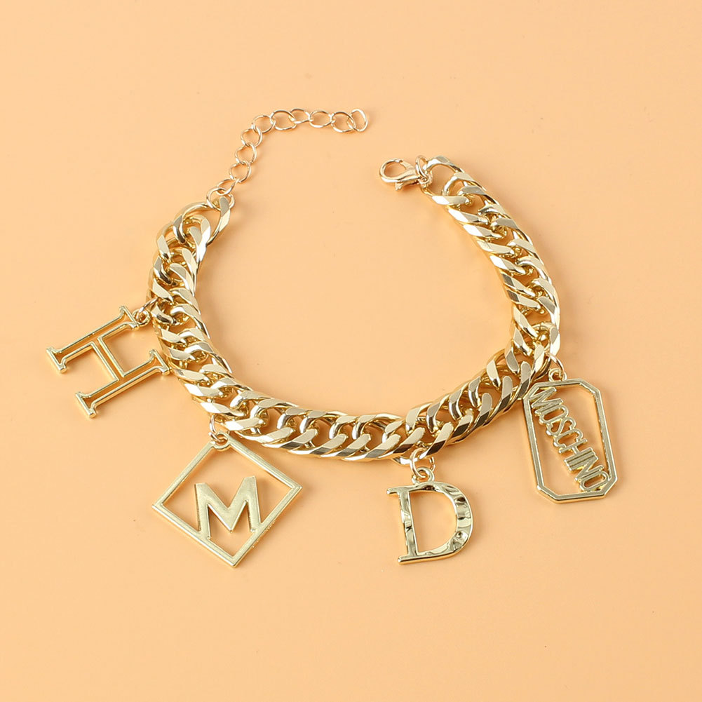 fashion exaggerated chain alloy letter pendant braceletpicture6