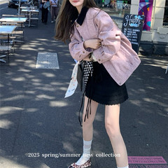 Aaaxbbバラのお茶は巴恩風の2色を染めて襟のコートの女性のゆったりしている形のポケットをつなぎます。