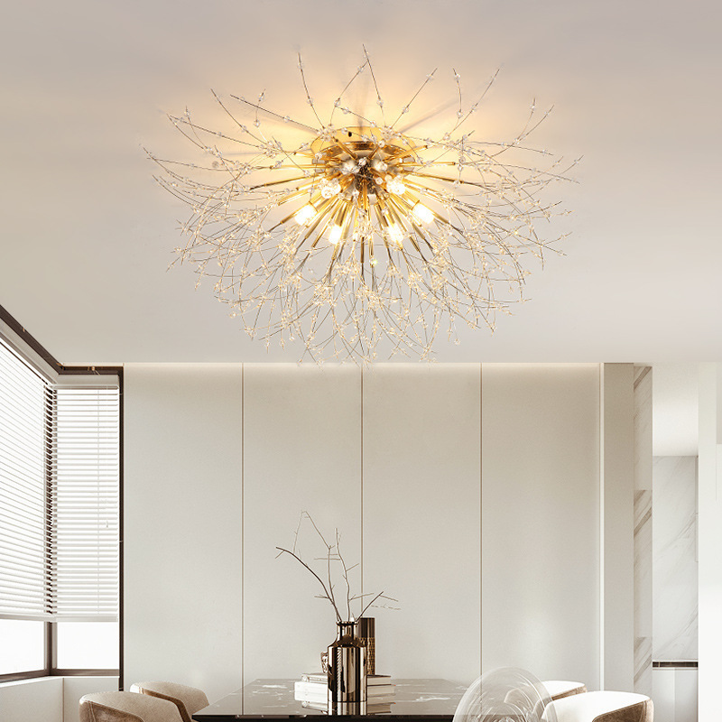 Bedroom crystal ceiling lamp dandelion romantic creative personality art Nordic restaurant lamp study master bedroom lamp