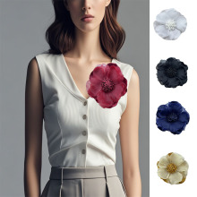 跨境批發法式5瓣花布藝花胸針百搭大衣毛衣禮服義烏配飾胸花手工