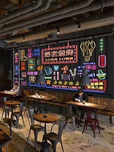Barbecue Shop Theme Decoration Personalized Wallpaper Creative Korean Style Wall Decoration Interior Wall Cloth Barbecue Shop Wallpaper