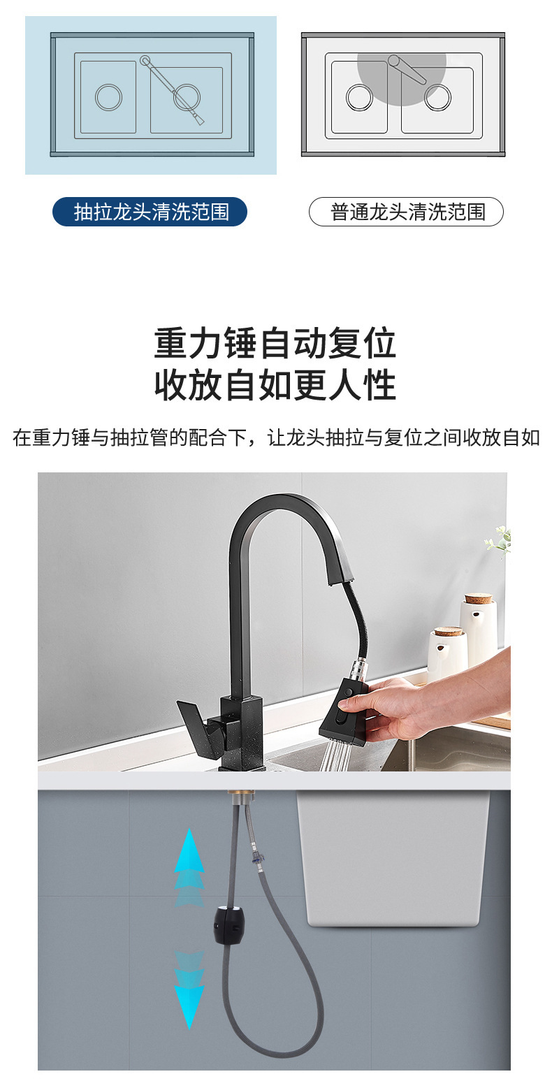Pull-out faucet, kitchen single-hole sink, balcony telescopic stainless steel rotary universal cold and hot household valve undefined