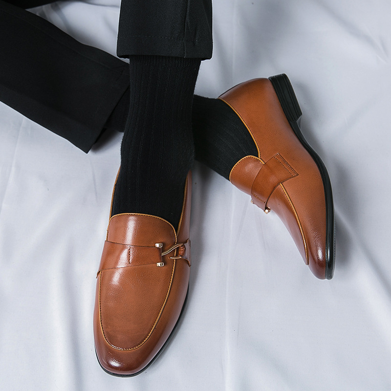2024 verano hombre casual moda Lefour zapatos británicos de punta de viento zapatos de cuero pequeños zapatos de un pie de la juventud zapatos de hombre image 3