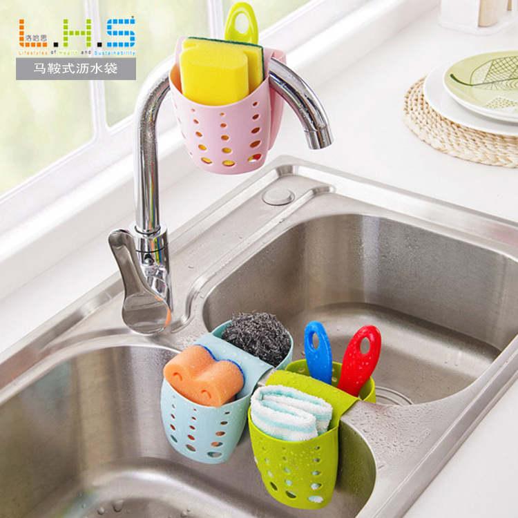Lohase Silla Cesta de drenaje Fregadero de cocina Rack de esponja Rack de drenaje de almacenamiento Cesta colgante de fregadero Bolsa de drenaje de baño