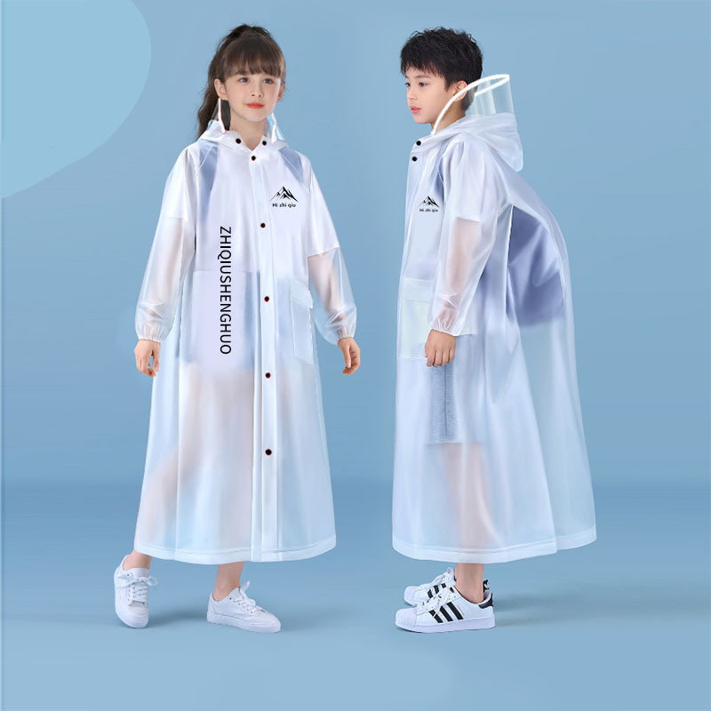 Children's Raincoat Boys and Girls 2024 New High School Students and Primary School Students Special Long Full Body Poncho Brim Rain-proof