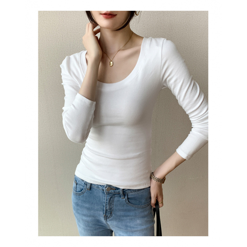 Live Quality U-Neck Solid Color Shoulder Suit Inner Top Slim-Fit Base Shirt Live Quality U-Neck Solid Color Shoulder Suit Inner Top Slim-Fit Base Shirt