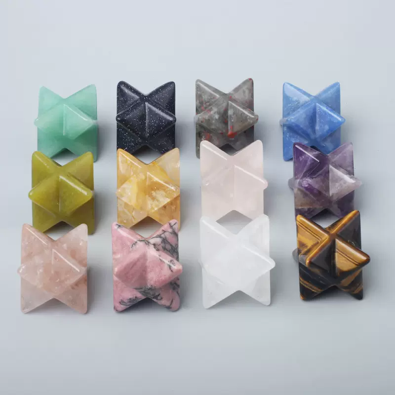 热销天然水晶梅尔卡巴亚马逊爆款Merkaba立体正方卫星DIY吊坠宝石