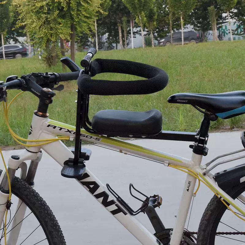 Children's mountain bike accessory — additional child seat with armrest, folding pedals, handrail options