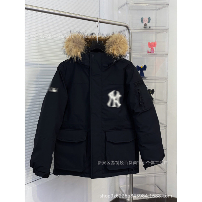 莆田纯原MLB洋基队NY中长款派克服 加厚保暖可拆大毛领工装羽绒服|undefined