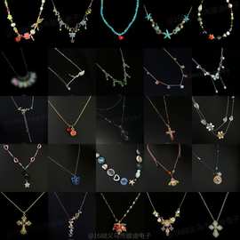 Vintage古著【Corlor-four-leave】项链复古彩色小众高级项链爆款