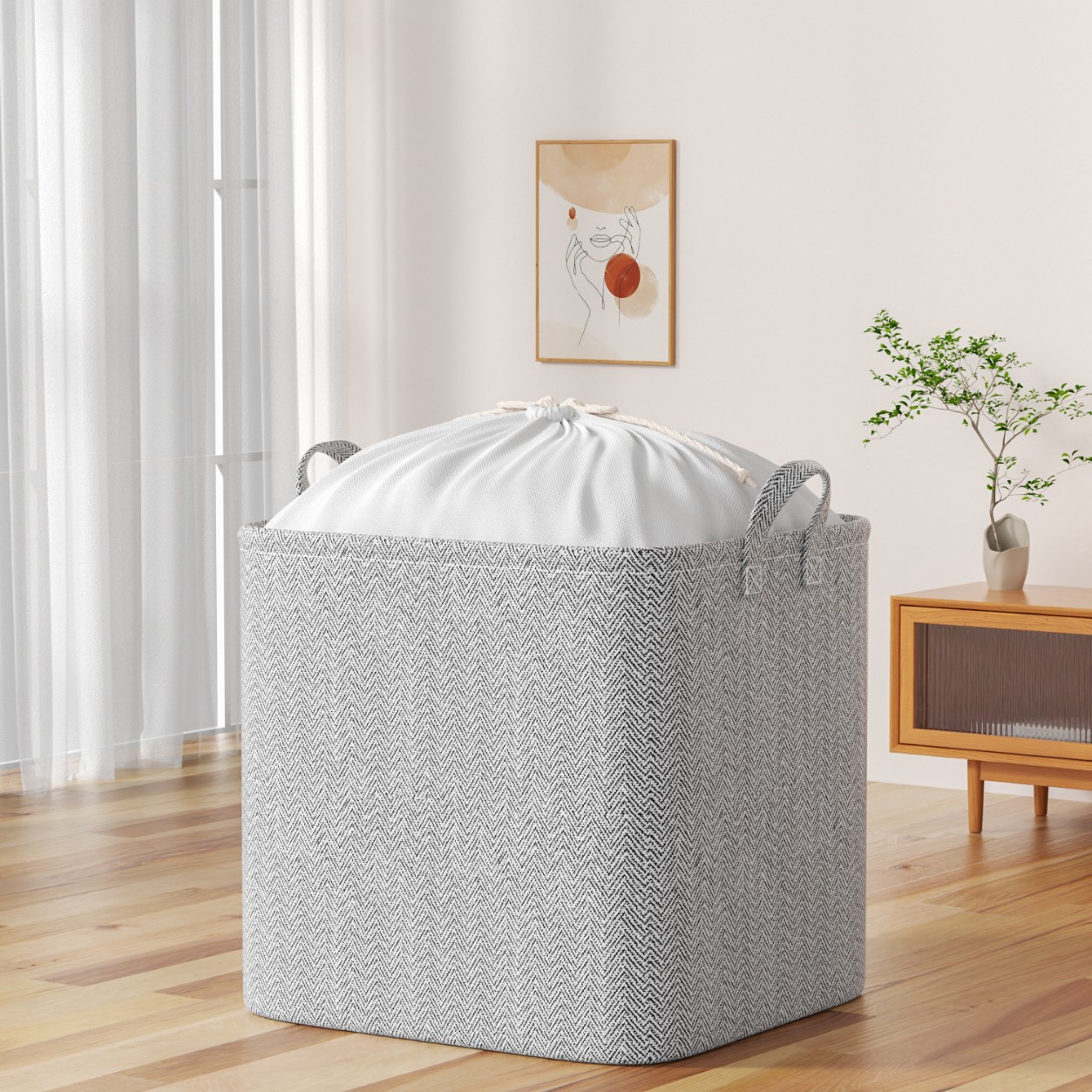 Thickened herringbone tie-mouth storage bag: gray arrow 100L