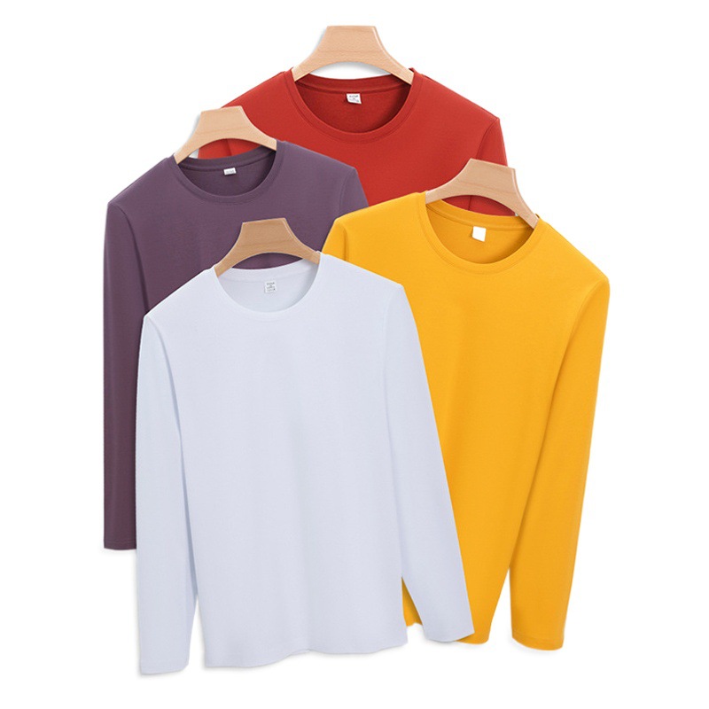 Camiseta de Algodón Mercerizado con Amoníaco Líquido de Doble Cara Wuxi Ruisheng de 190 g, Camiseta Informal de Negocios para Jóvenes, Camiseta de Algodón Puro de Alta Gama para Hombre de Manga Larga