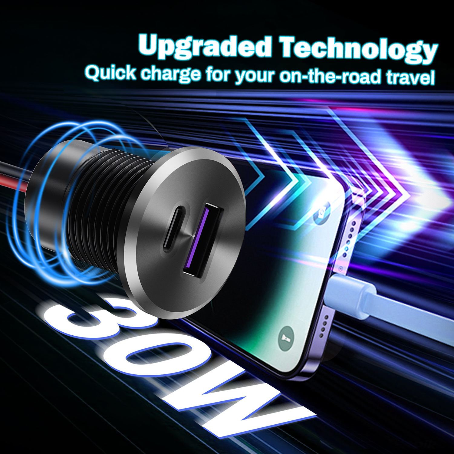 Car Charger Adapter Fast Charging Type-C Interface Automobile Modification Accessory Aluminum Alloy Mini Car Charger