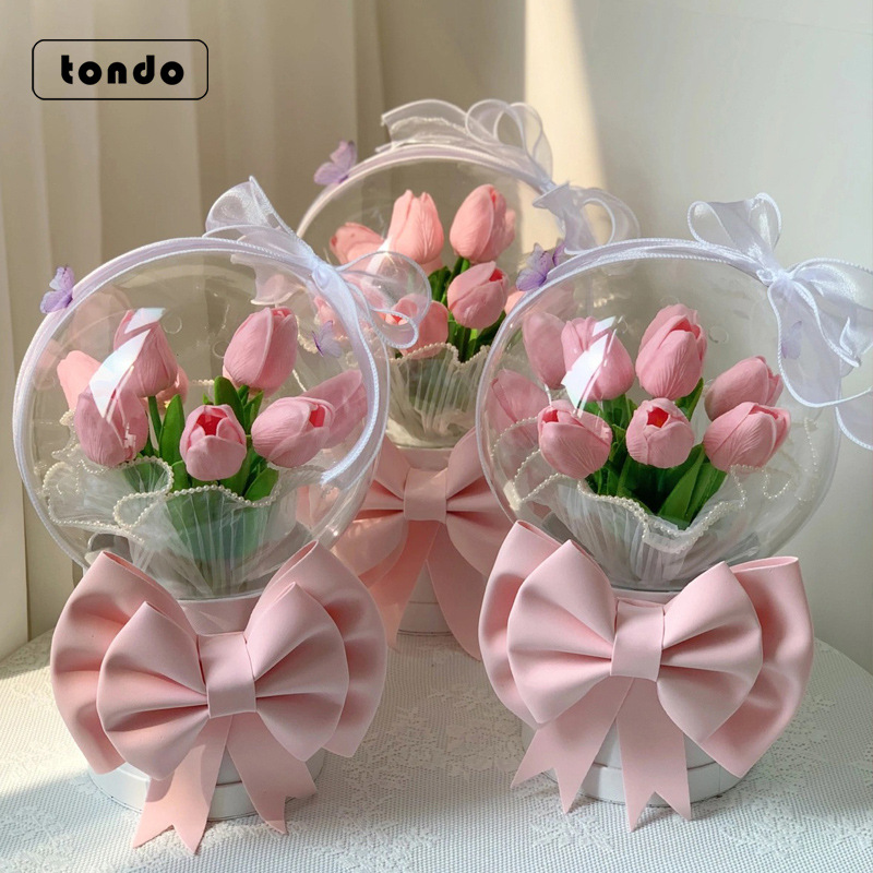 Kit de Materiales para Ramo de Tulipanes Acrílico, Plástico para Bricolaje, Hecho a Mano para Regalos de Cumpleaños