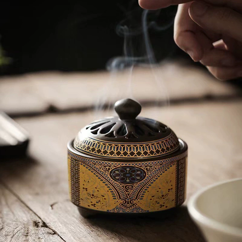 Плитка для благовоний в технике фюзонье, керамическая эмалированная подвеска-украшение для чайной церемонии, 15×25×18 см