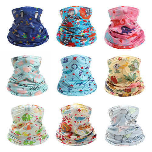 Summer ice silk children's scarf outdoor cycling children's neck scarf cross-border cartoon print sun protection children's mask