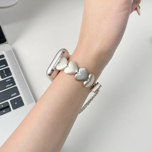 For iwatch9 strap S10 sweet cool three-dimensional love bracelet with applewatch8/7/6/5/4 small fragrance