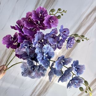 9 new high-grade silk cloth phalaenopsis textured printing phalaenopsis fake flower foreign trade cross-border flower wholesale