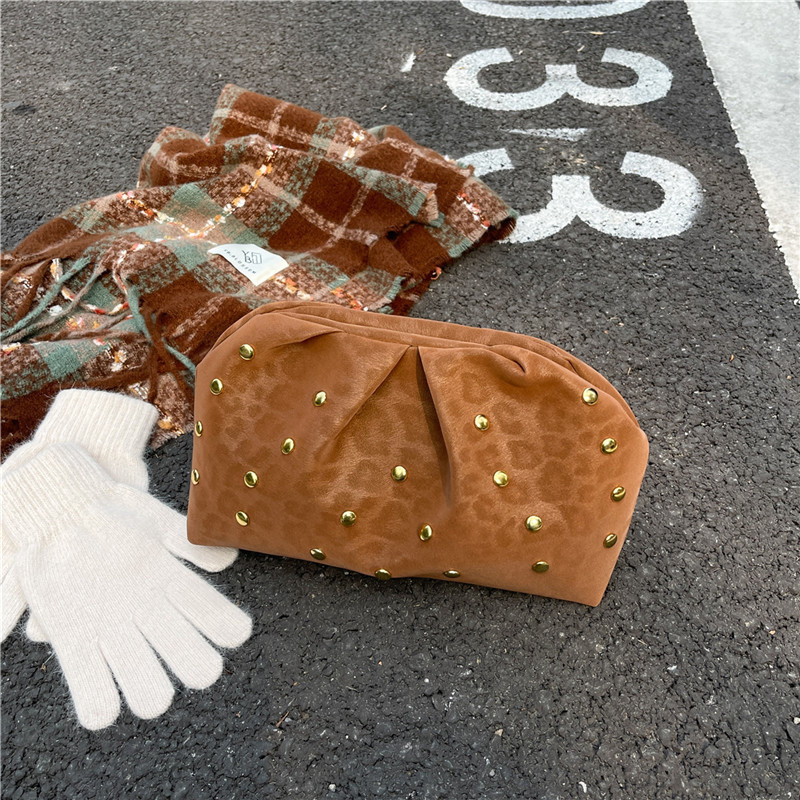Plegado de tendencia punto de onda de otoño invierno bolso de mano femenino bolso de cena de alta calidad ocio