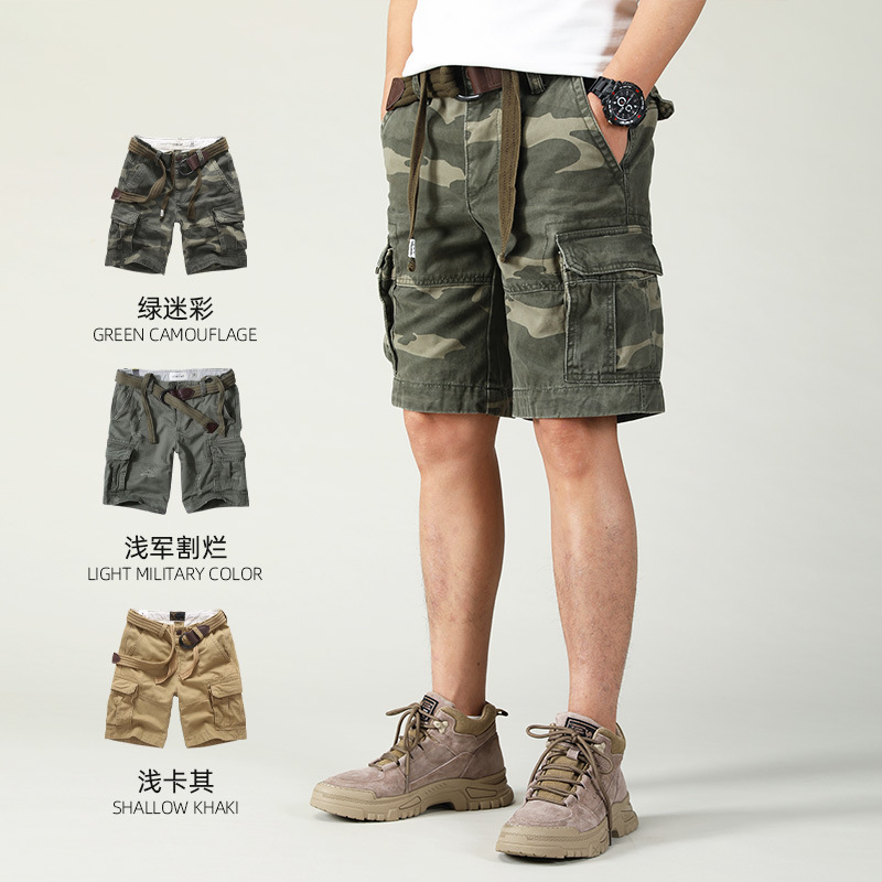 2024 new summer casual shorts loose camouflage overalls men's youth straight men's pants manufacturers wholesale