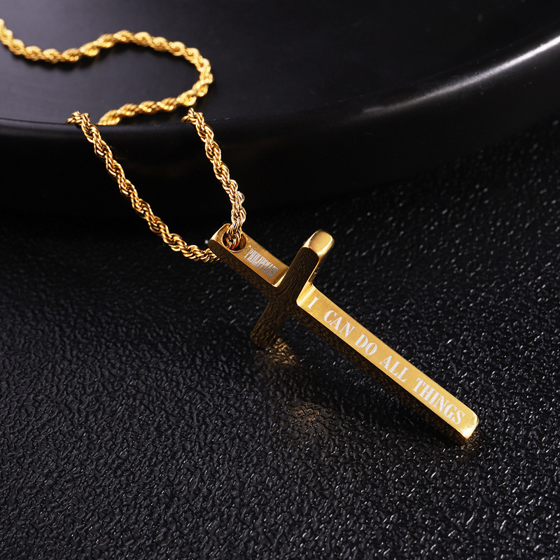 13g Weight 0.03µm-0.05µm Gold Plating Thickness PVD Coated Gold Plating Process 18K Real Gold Plated Plating Material 304 Stainless Steel Pendant Material Pendant Necklace Classification 304 Stainless Steel Chain Material Twisted Rope Chain Chain Type 1 Piece Quantity Holiday, Daily Occasion 304 Stainless Steel Material Cross Pattern Men's Gender Vacation, Simple Style Style Plating Craft Vacation Simple Style Cross 304 Stainless Steel Plating Men's Pendant Necklace Men Pendant Necklaces 6
